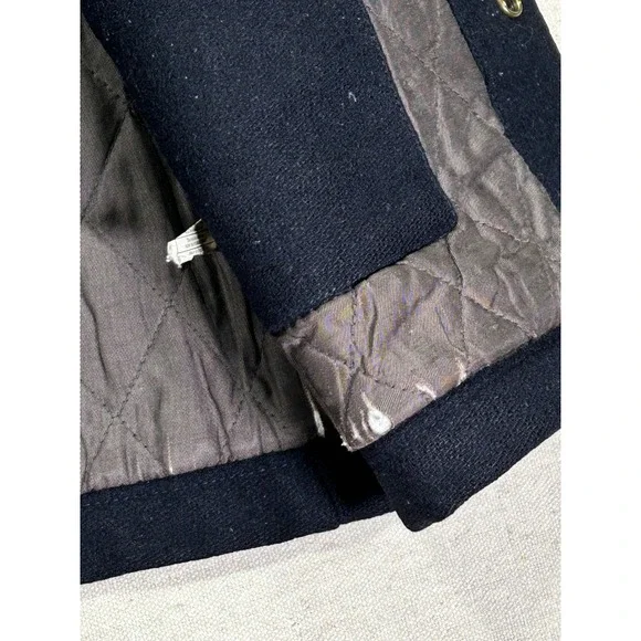 WALLACE‎ BARNES Men's Small Wool Navy Blue Metal Snap Jacket Quilt Liner J. Crew - Picture 6 of 8